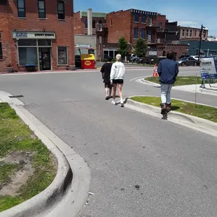 people walking down the street