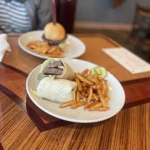 two plates of food on a table