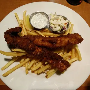 Fish and chips. A little burnt but good like that, lol.