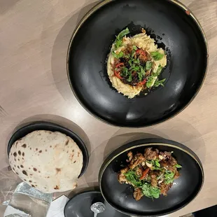 Crispy cauliflower and harissa lamb hummus