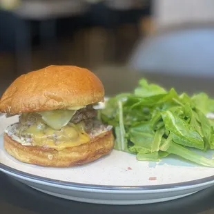 Burger with salad