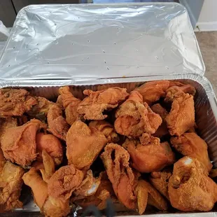 a container of fried chicken