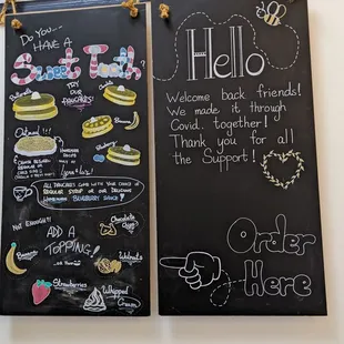 a chalkboard menu
