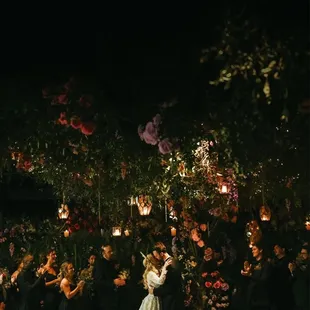 Wedding ceremony where they built this entire tree and garden with a winding path- none of this actually exists in the venue. Emily Swan