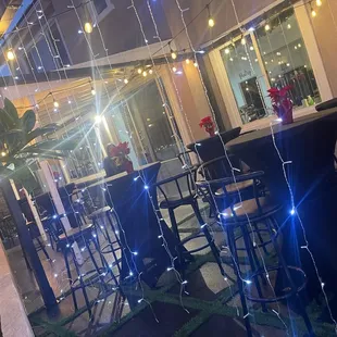 Tables with black covers