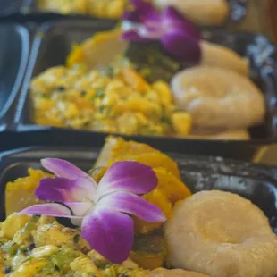 Ackee &amp; salfish with cook dumplins