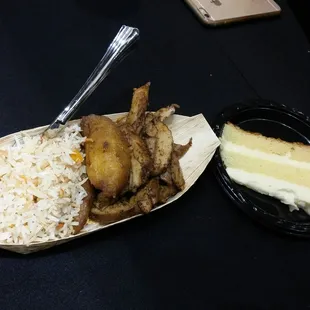 Taste of the Islands Basket and a slice of cake from the event they catered at the Mahaffey Theater Feb. 2016