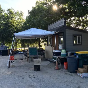 The farm items are in this shed.