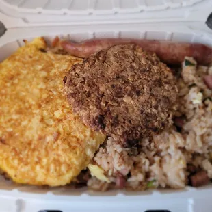 @Lynn's Saimin &amp; Cookie Shop; 2/2/2023 Mahalo David 4 picking up R Lunch Grindz today.Fried Rice, Egg Fu Yung, Lap Cheong &amp;  Hamburger Patty