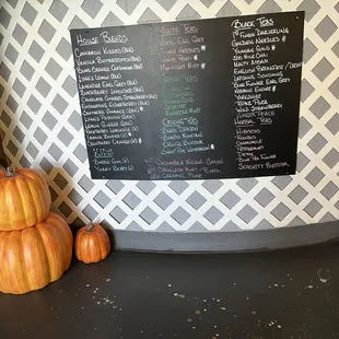Tea menu board