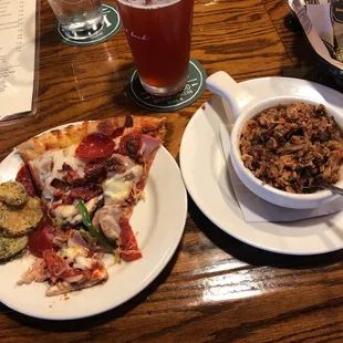 Kitchen sink, fried pickles and side of jambalaya