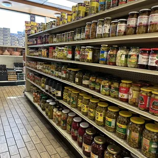 shelves of canned food