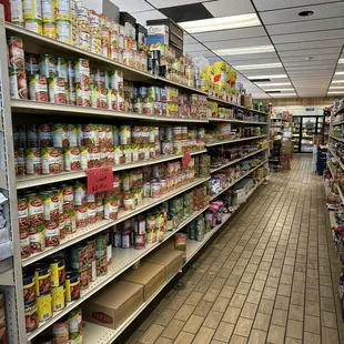 shelves of canned food