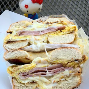 Ham egg and cheese bagel