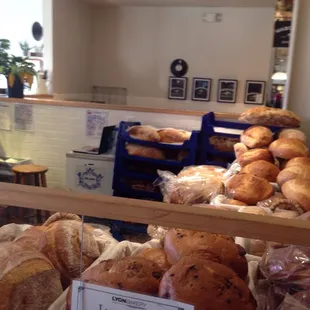 bread and pastries on display