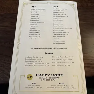Drinks Menu