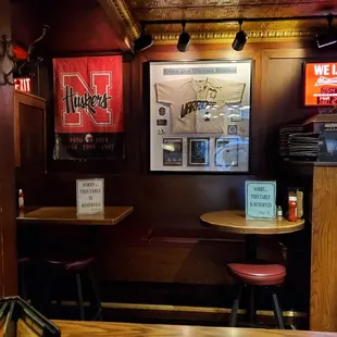 a small table and two stools