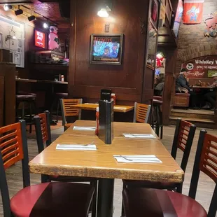 tables and chairs in a restaurant