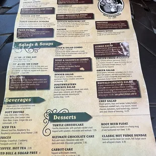Dessert and Appetizer Menu