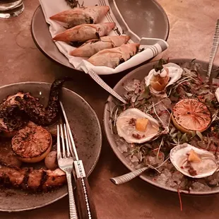 Octopus, oysters 2 ways &amp; Spanakopita