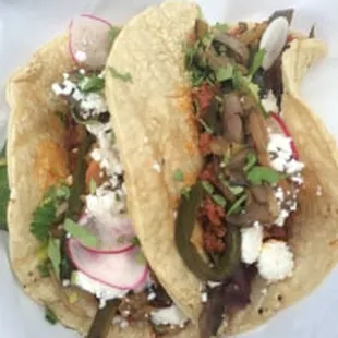 Chorizo tacos. Great flavor but pretty spicy