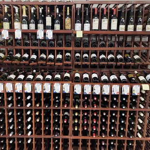 Wine wall - not just liquor here, fine imported wine from around the world at great prices.