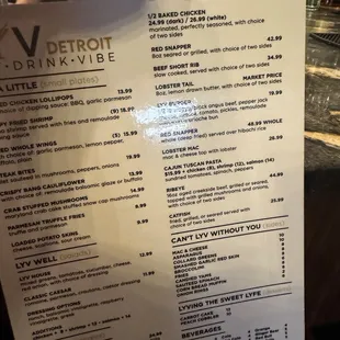 menu