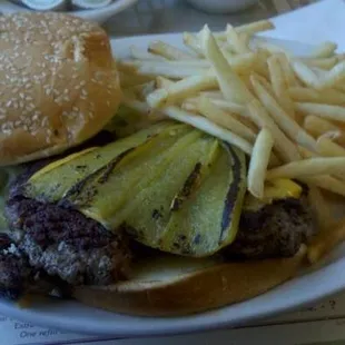 Alex green chile cheese burger