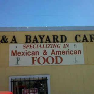 sign for mexican and american food