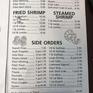 the menu for the restaurant