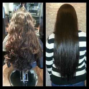 Brazilian blowout: pre and post! The post is how it looks after blow drying it, awesome results!