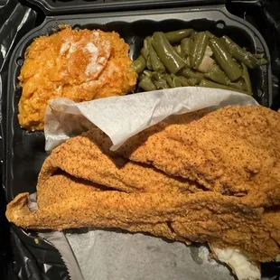 fried chicken and green beans