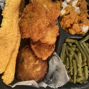 Seafood Platter with Green Beans and Sweet Potatoes was absolutely delicious!