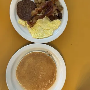 Pancakes, eggs  , etc