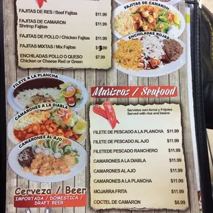 menu, tacos