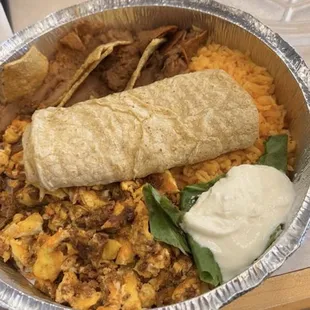 Chorizo and Eggs, Rice and Beans with Tortillas