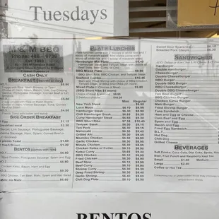 Menu as of January 2022