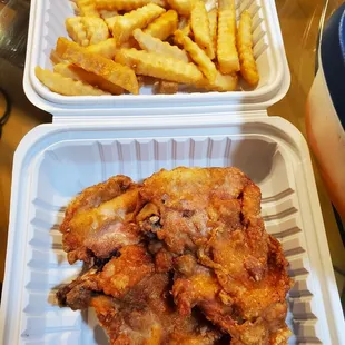 chicken wings and french fries