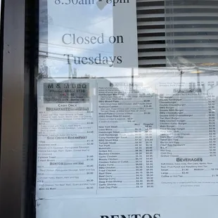 menu