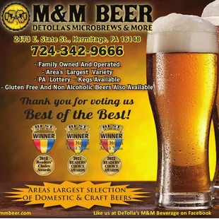 a pint of beer and medals