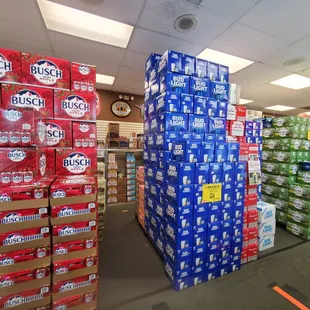 boxes of beer in a store