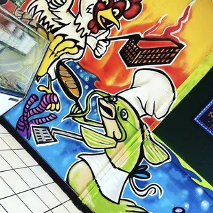 a chicken and a fish