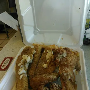 chicken wings and fried chicken, food