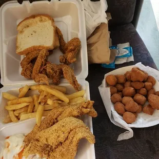 a meal of fried chicken and french fries