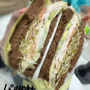 M&amp;M Deli special sandwich- very fresh and very good!  Turkey, cheese, avocado, and sprouts on squaw bread.