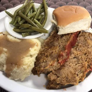 Wednesday special, meatloaf!  Very good!  Mashed potatoes and gravy was very hot and fresh.  The roll was delicious!