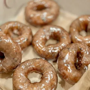 Fresh and hot blueberry donuts