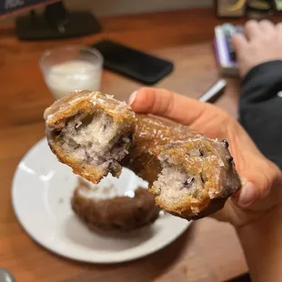 Inside of the blueberry donut