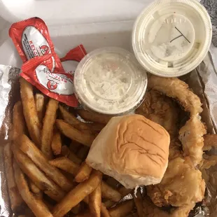 Fried Fish (Whiting), fries, and coleslaw