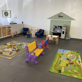 Dramatic play kitchen and open play mats